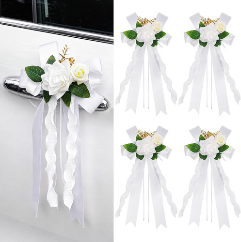 Autoschmuck hochzeit weiß set - weiß,