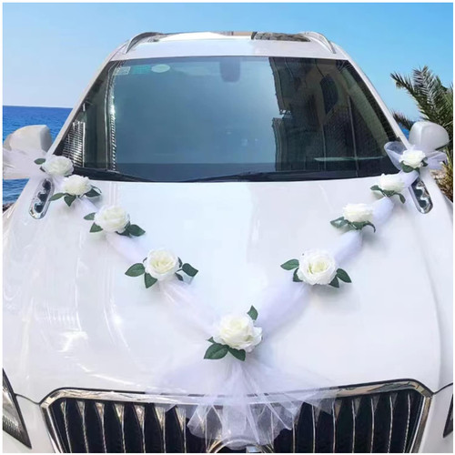 Autoschmuck hochzeit weiß - autoschmuck,